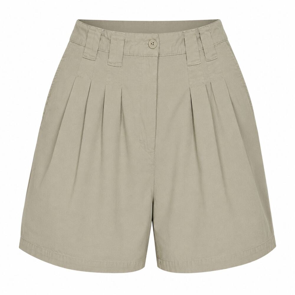 David Hollis Womens Pleated Shorts Tan Rayon High Rise Size 12